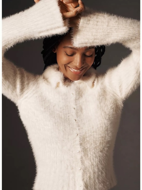 Anthropologie Sweaters - Anthropologie Pearl Button Fuzzy Cardigan Sweater